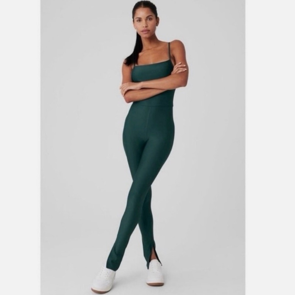 Alo Yoga Airlift Disco Daze Midnight Green Sculpting Activewear Jumpsuit